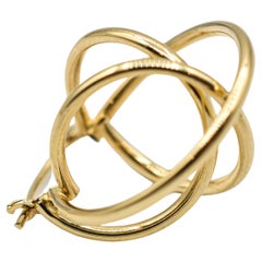 14k Yellow Gold Abstract Globe Tube Hoop Earrings