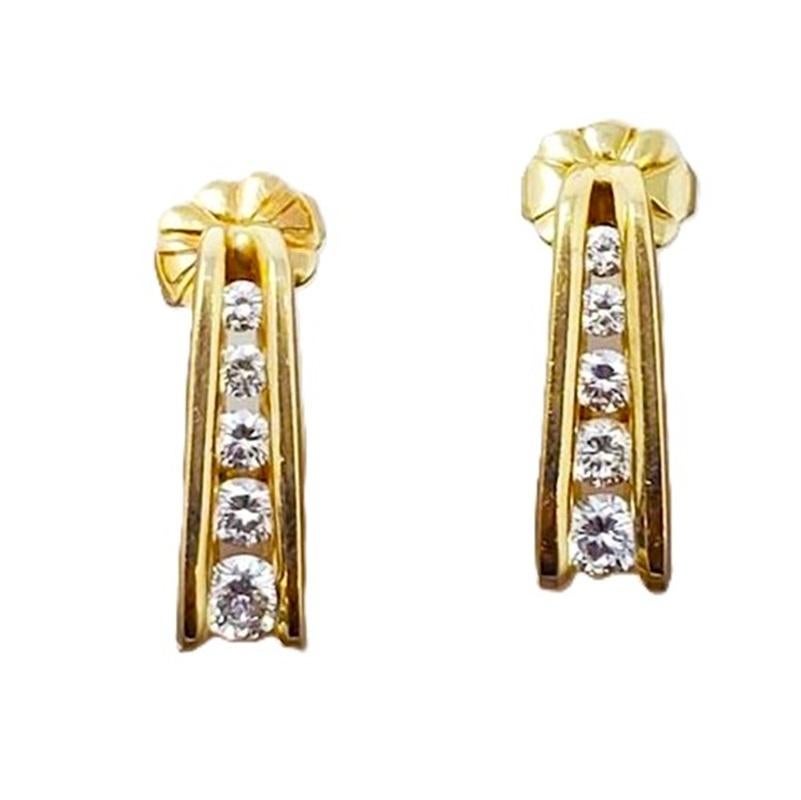 14k Yellow Gold 3/4 Carat Channel Set Diamond Post Earrings with Appraisal 1