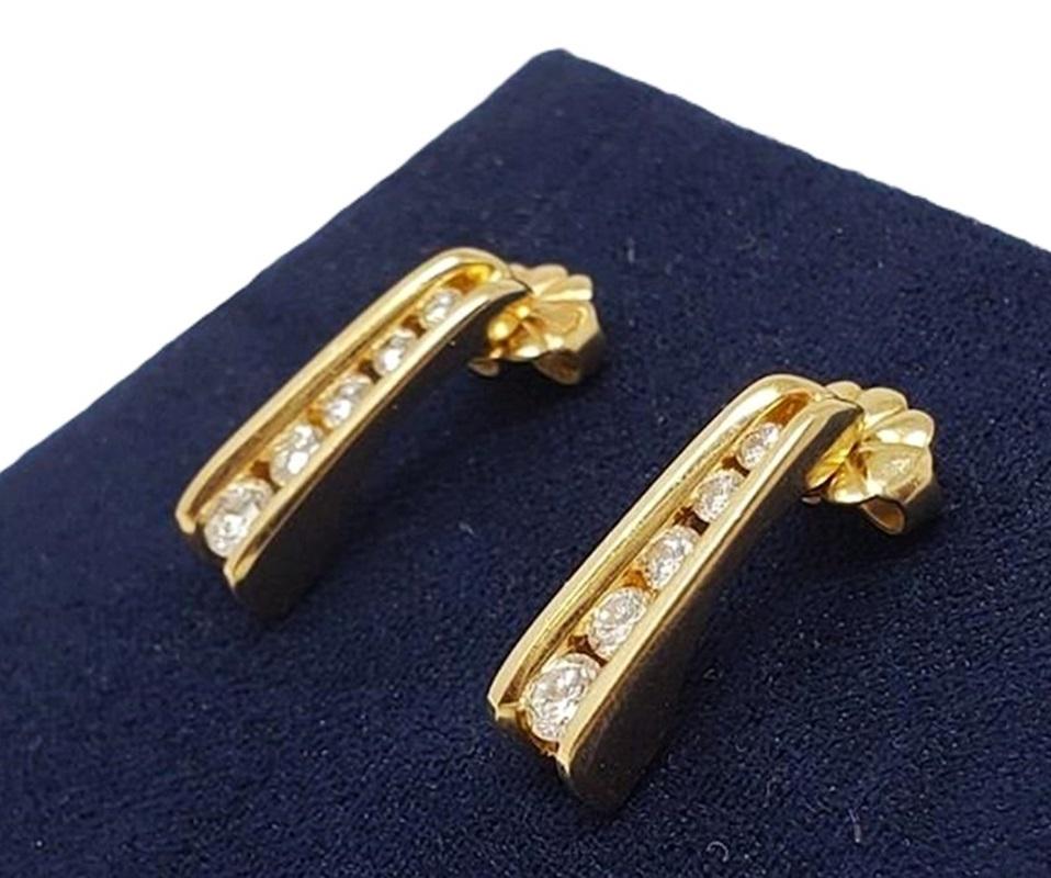 14k Yellow Gold 3/4 Carat Channel Set Diamond Post Earrings with Appraisal 2