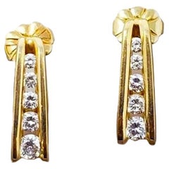 14k Yellow Gold 3/4 Carat Channel Set Diamond Post Earrings with Appraisal
