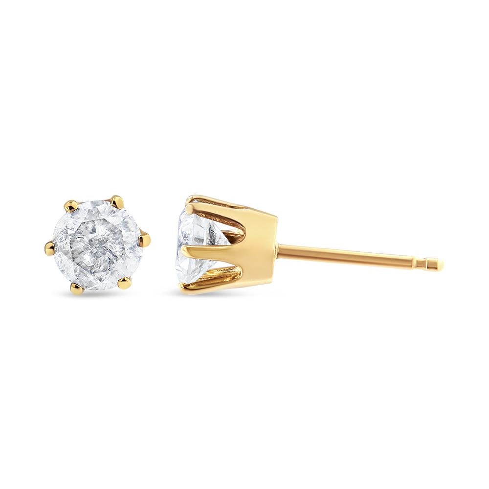 3/4 carat diamond earrings yellow gold