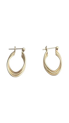 14K Yellow Gold 3 Band Intertwined Hoop Earrings #21083
