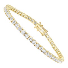 Pulsera de tenis de oro amarillo de 14 quilates con diamantes redondos de 3 quilates