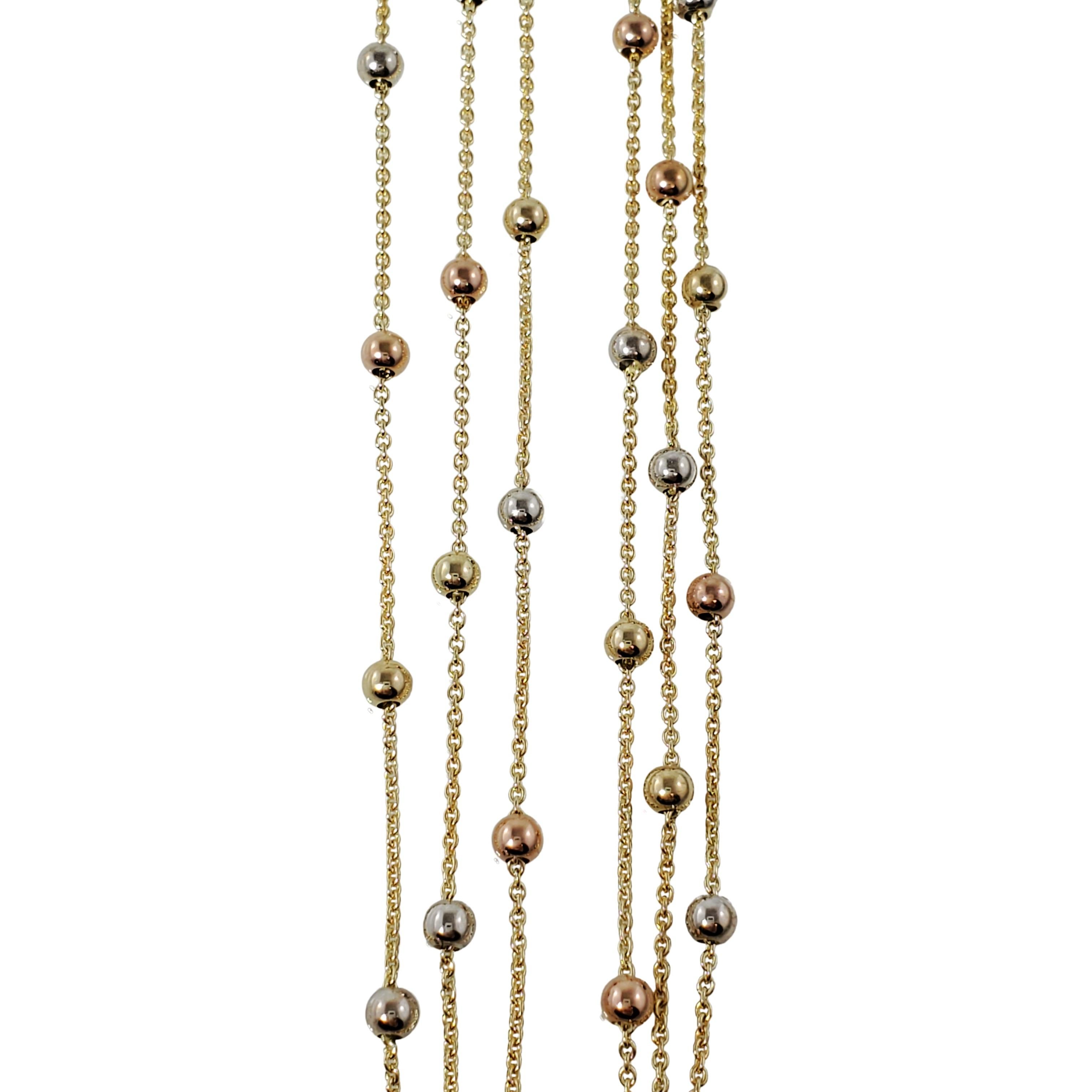 14K Yellow Gold 3 Chain Necklace with Beads In Good Condition For Sale In Washington Depot, CT