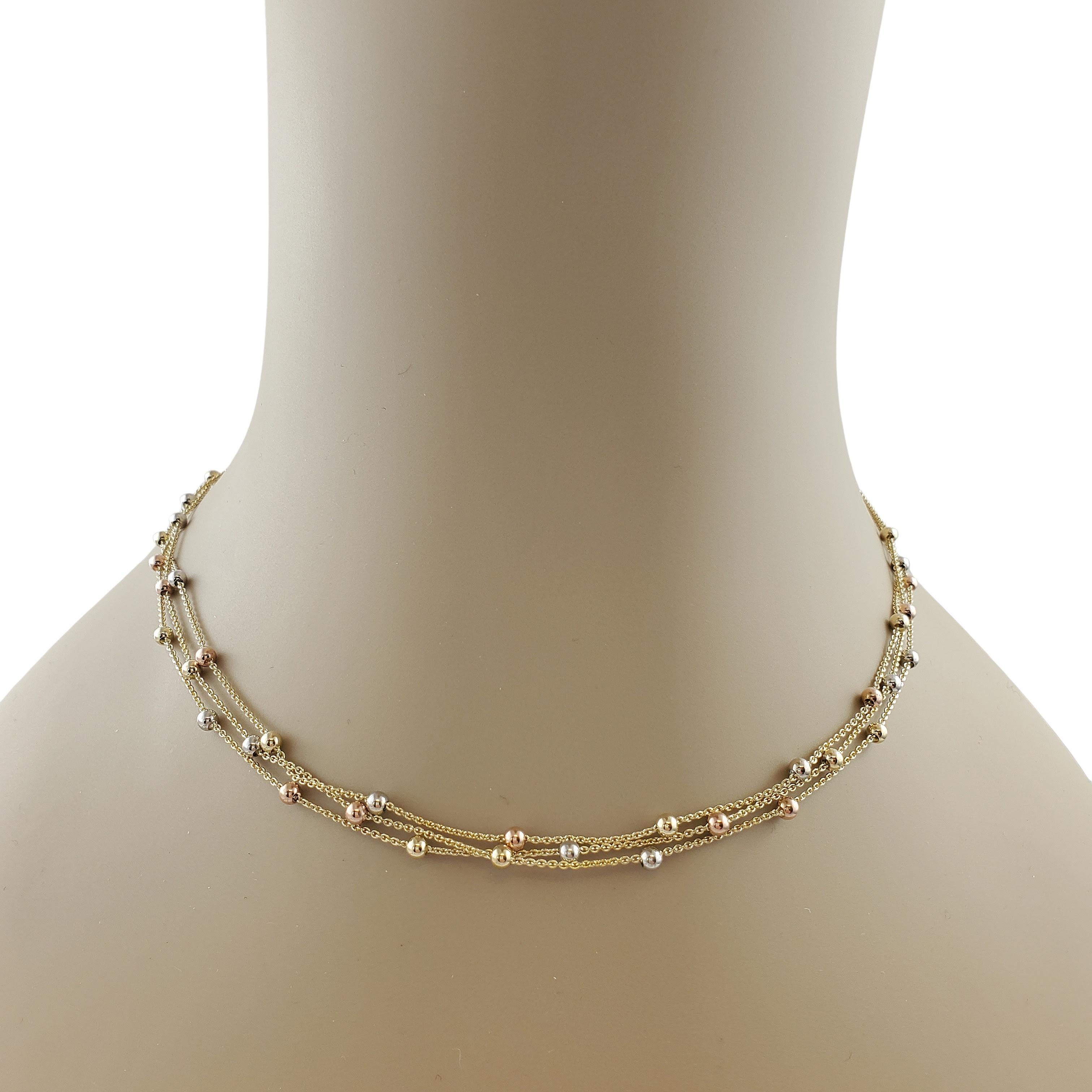 14K Yellow Gold 3 Chain Necklace with Beads For Sale 1