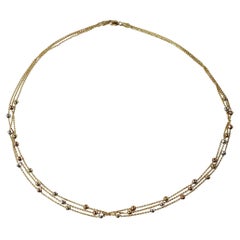 14K Yellow Gold 3 Chain Necklace with Beads