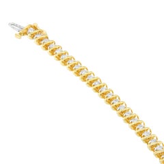 Oro amarillo de 14 quilates Pulsera de eslabones en espiral con diamantes talla redonda TDW de 3 quilates 'H-I, SI2-I1