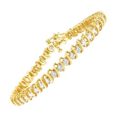 Oro amarillo de 14 quilates Pulsera de eslabones en espiral con diamantes talla redonda TDW de 3 quilates 'H-I, SI2-I1