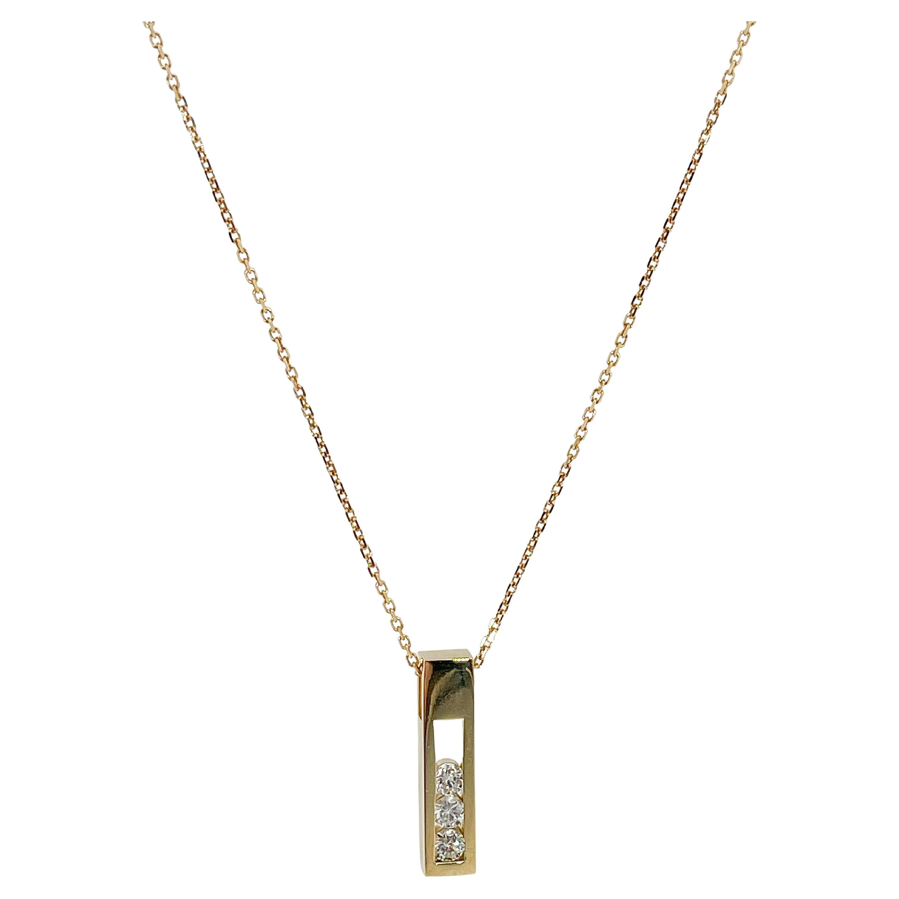 Collar Gota Oro Amarillo 14K 3 Diamantes .50 CTW