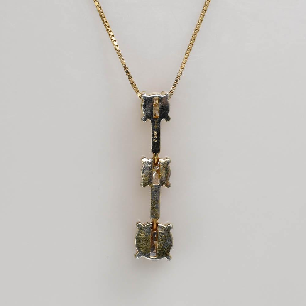 14-Karat-Gelbgold 3-Diamant-Anhänger-Halskette .75TDW, 3g 3