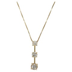 14-Karat-Gelbgold 3-Diamant-Anhänger-Halskette .75TDW, 3g