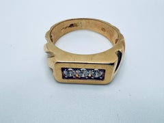 Men's Art Deco 14K Yellow Gold Ring with 0.45ct Round Diamonds, 1980