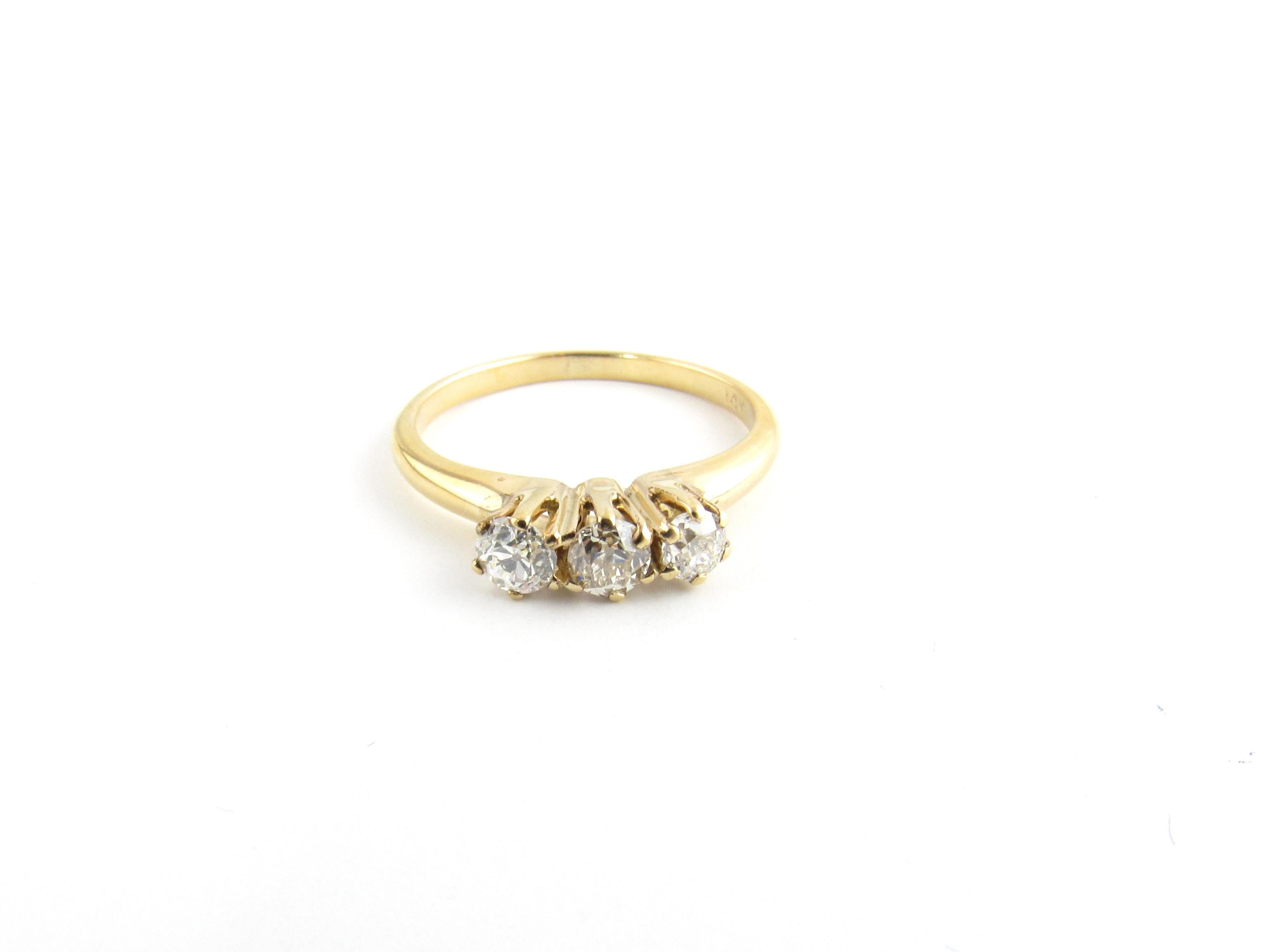 Women's 14K Yellow Gold 3 Old Mine Diamond Ring
