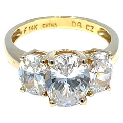 14K Yellow Gold 3 Oval Zircon Ring