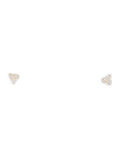 14K Yellow Gold 3 Stone 0.05ct Diamond Stud Earrings for Her