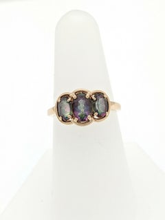 14 Karat Yellow Gold 3-Stone Mystic Topaz Ring