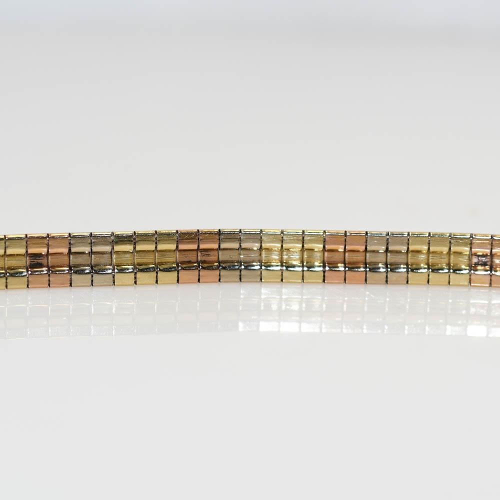3-farbiges Armband aus 14 Karat Gelbgold, 10,9 g Damen
