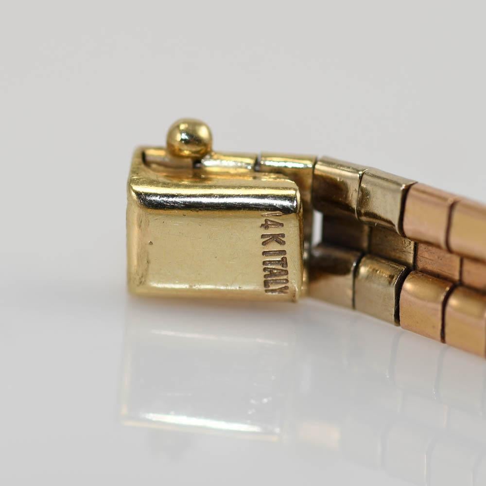 3-farbiges Armband aus 14 Karat Gelbgold, 10,9 g 3
