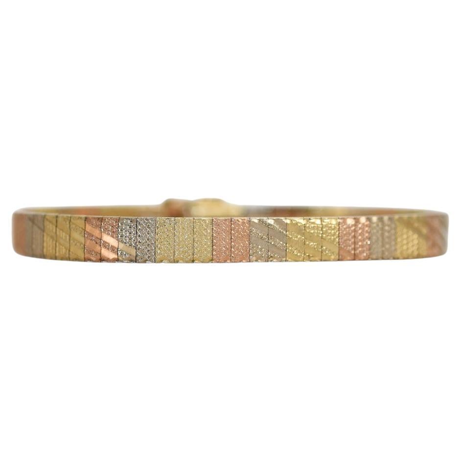 14K Yellow Gold 3-Tone Bracelet, 10.9g