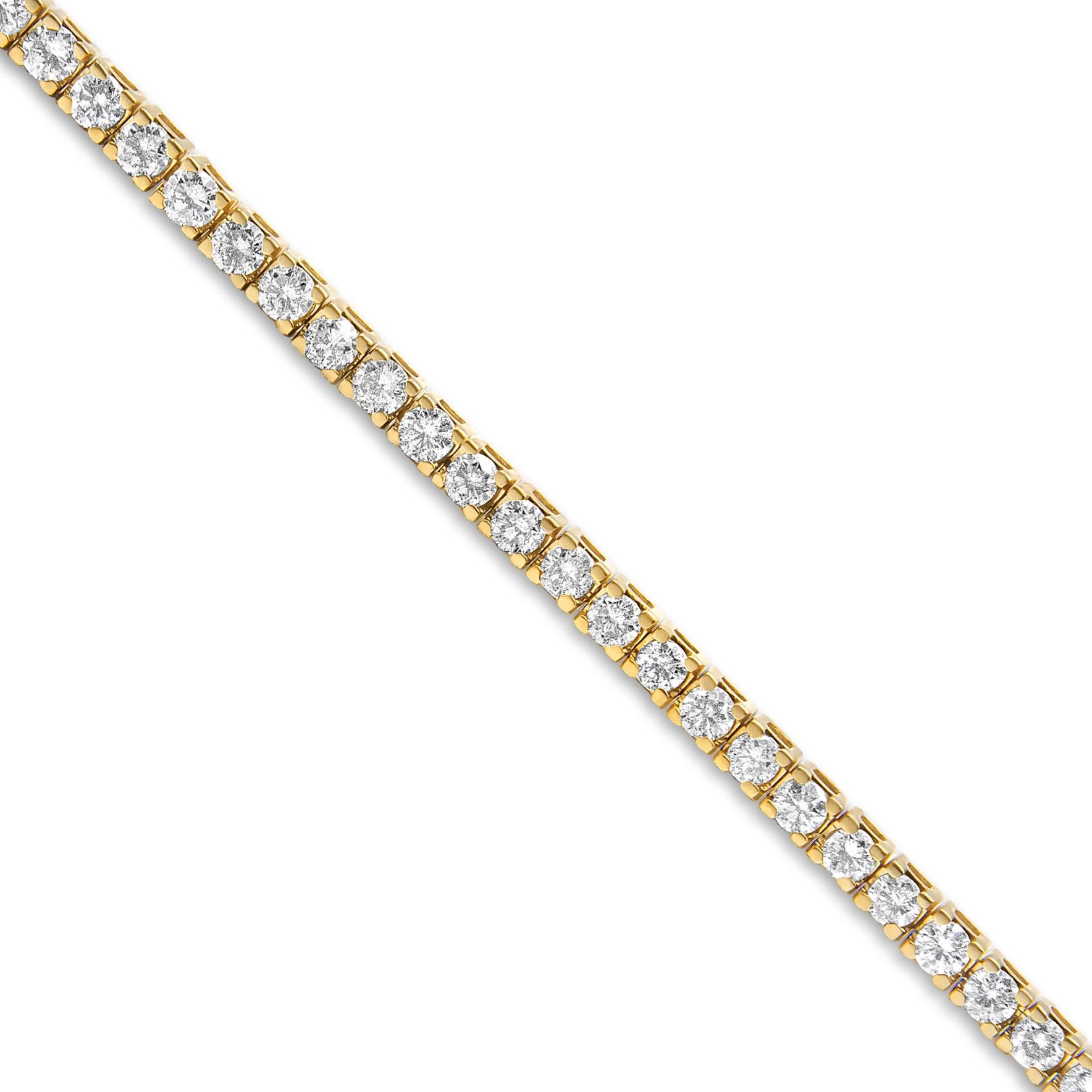 4k yellow gold tennis bracelet with 4 cttw diamonds