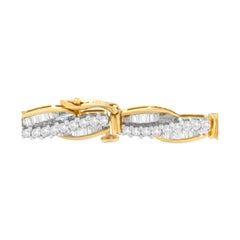 14K Yellow Gold 3.0 Carat Winding Love Diamond Link Bracelet