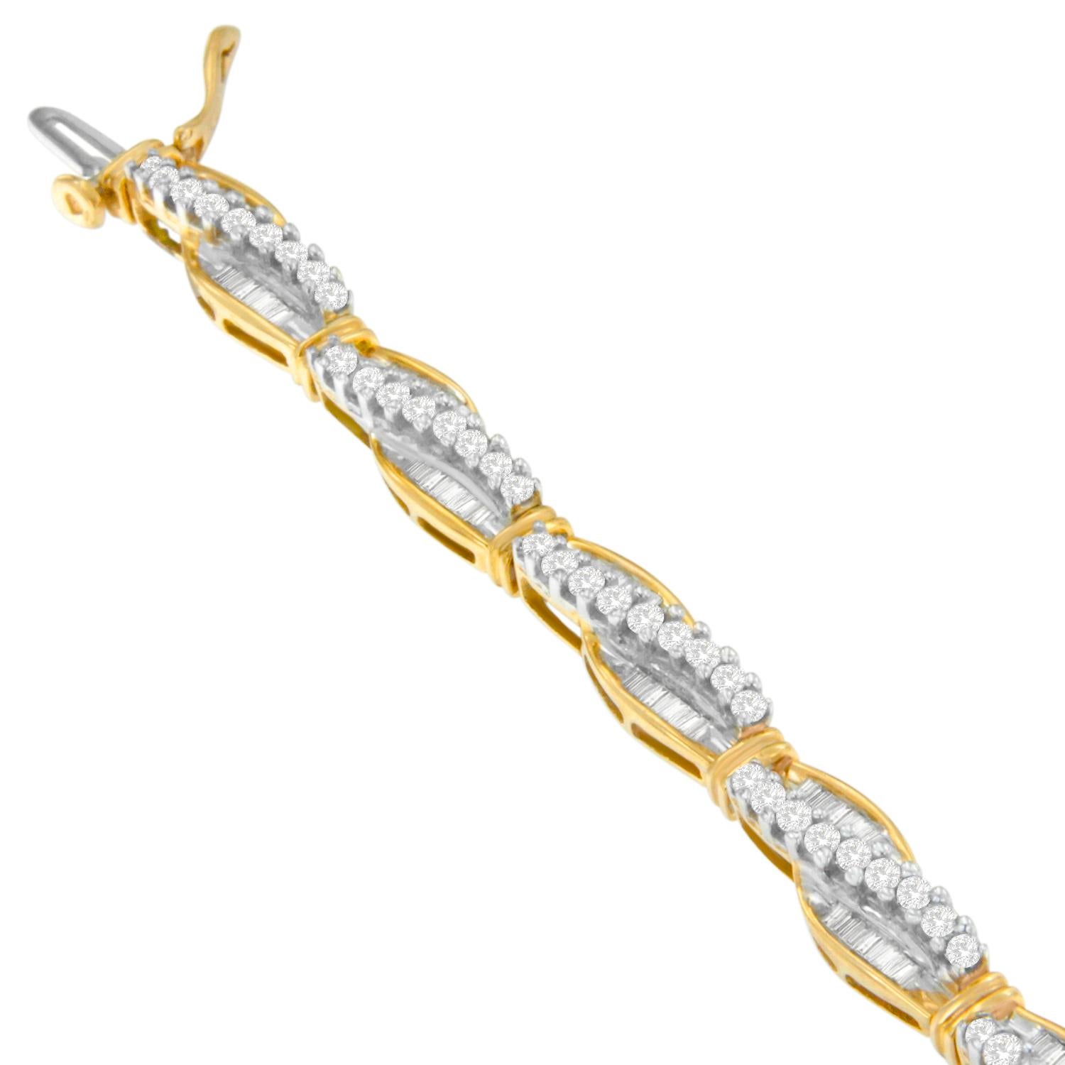 Contemporary 14K Yellow Gold 3.0 Carat Winding Love Diamond Link Bracelet For Sale