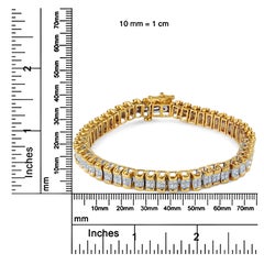 14K Yellow Gold 3.0 Cttw Princess Cut Quad Invisible Set Tennis Bracelet