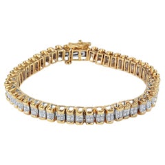 Bracelet Tennis en or jaune 14K 3.0 Cttw Princesse Cut Quad Invisible Set