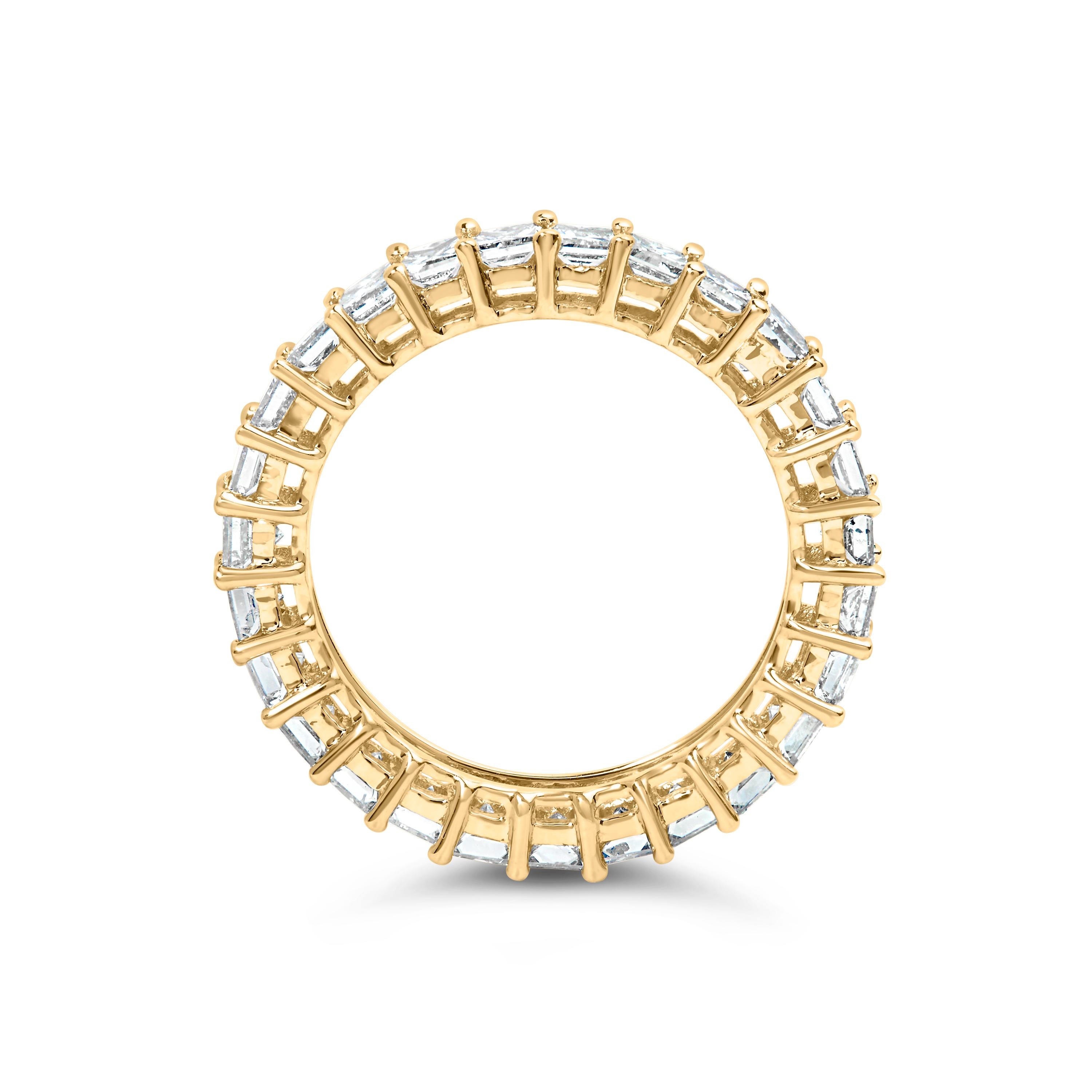 Princess Cut 14K Yellow Gold 3.0 Cttw Shared Prong-Set Princess Diamond Eternity Band Ring For Sale