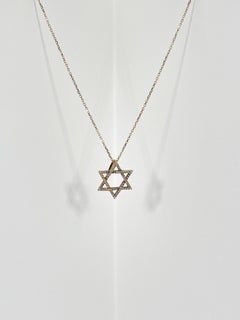 14K Yellow Gold .30 CTW Diamond Star of David Pendant Necklace