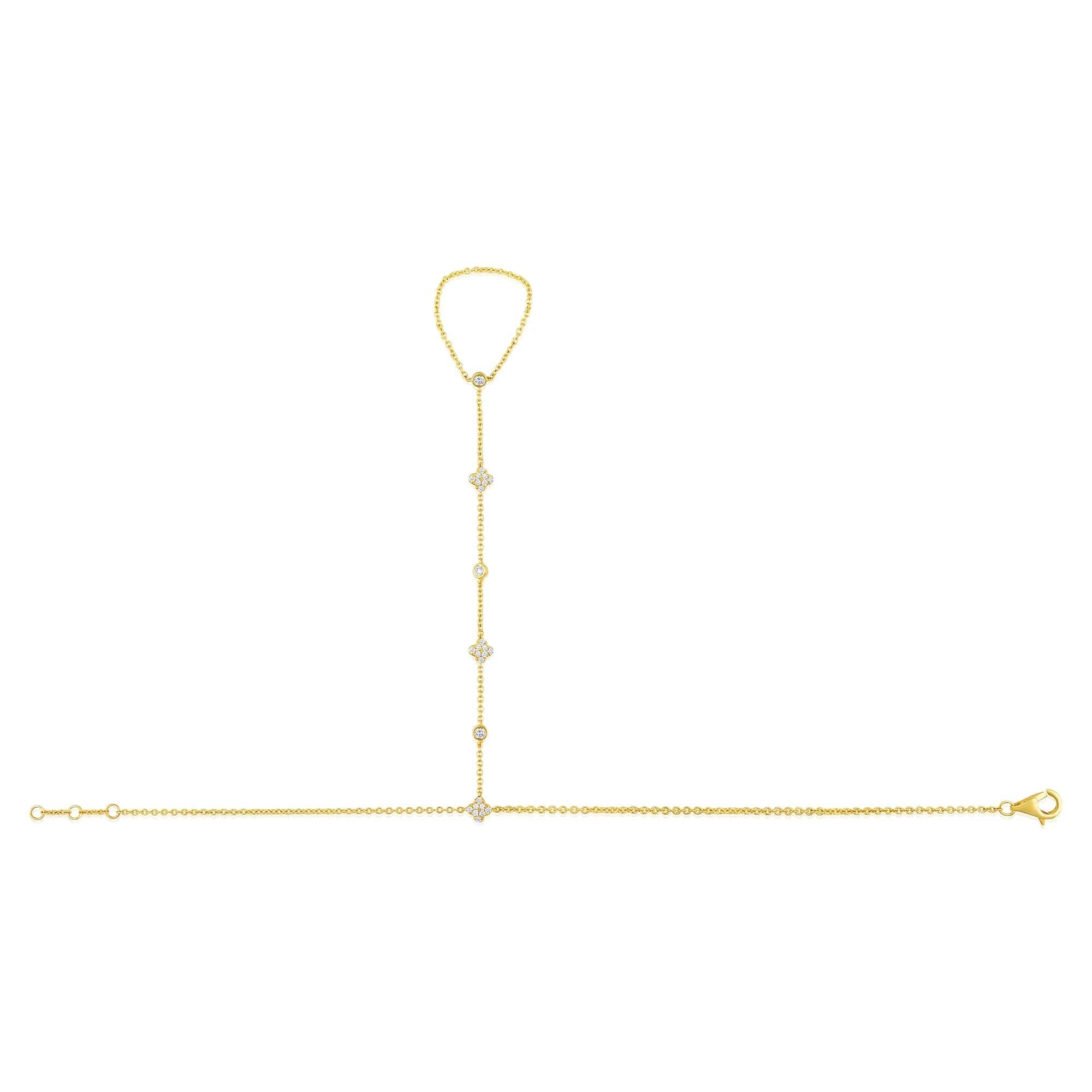 Moderno Catena a mano con 30 diamanti Bloom in oro giallo 14 carati in vendita