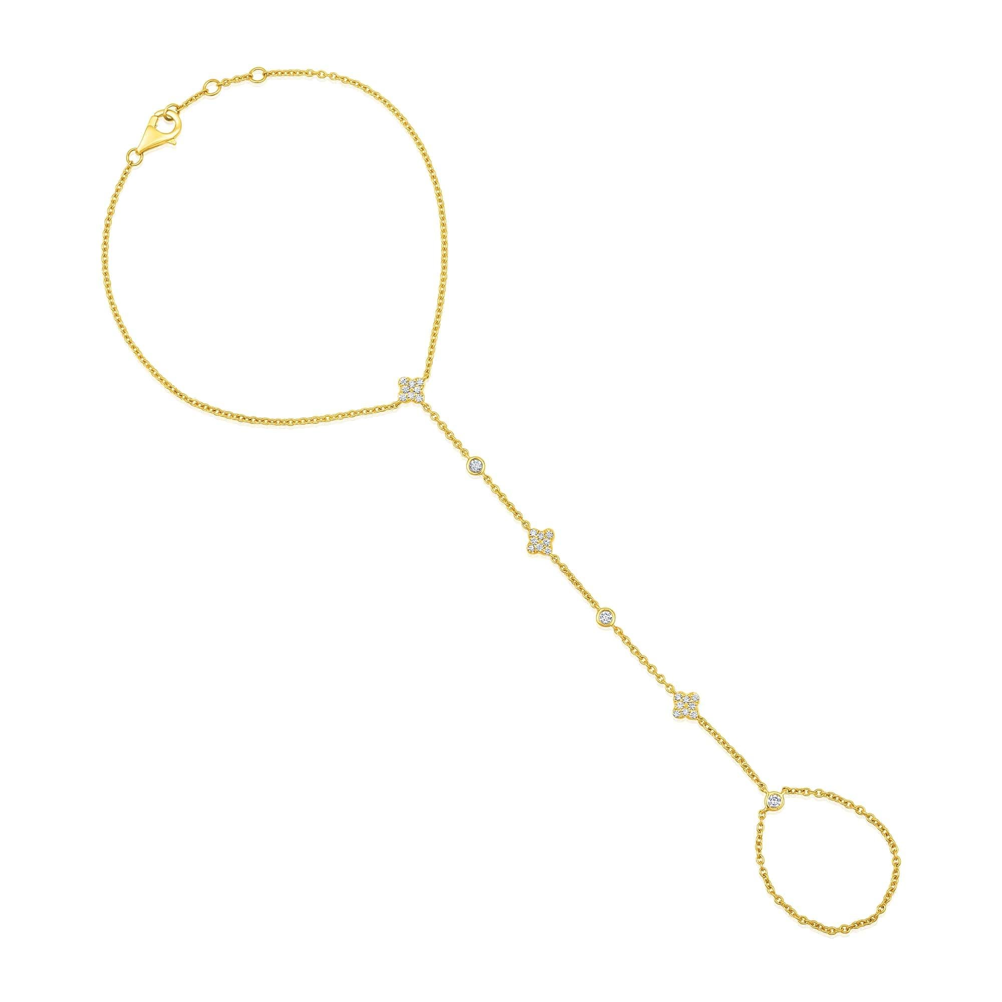 Catena a mano con 30 diamanti Bloom in oro giallo 14 carati In condizioni Nuovo in vendita a Los Angeles, CA