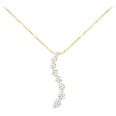 14k Yellow Gold 3.00 Carat Diamond Journey Pendant Necklace