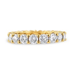 14K Yellow Gold 3.00 Carat Shared Prong Set Round Cut Diamond Eternity Band