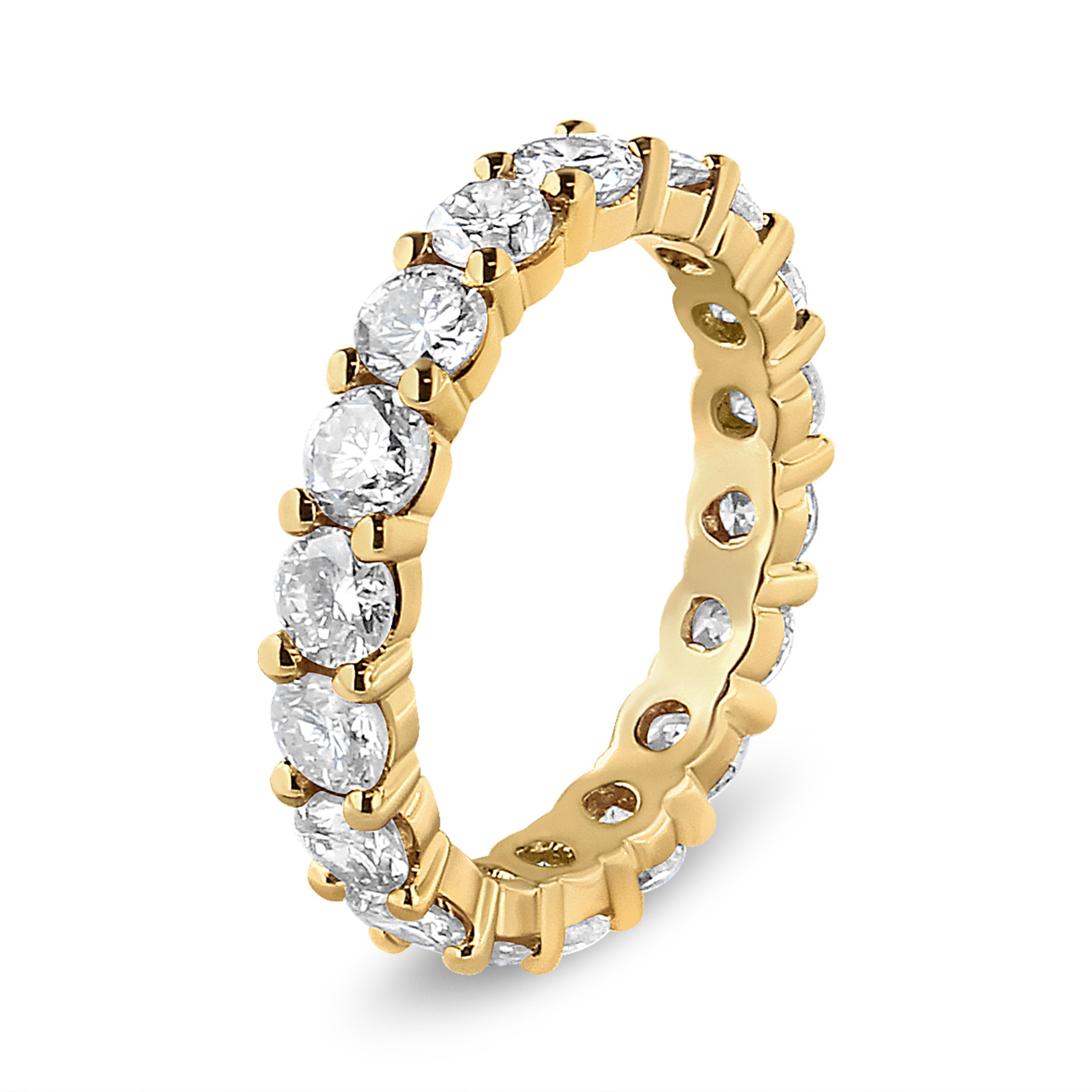 For Sale:  14K Yellow Gold 3.00 Carat Shared Prong Set Round Cut Diamond Eternity Band 5