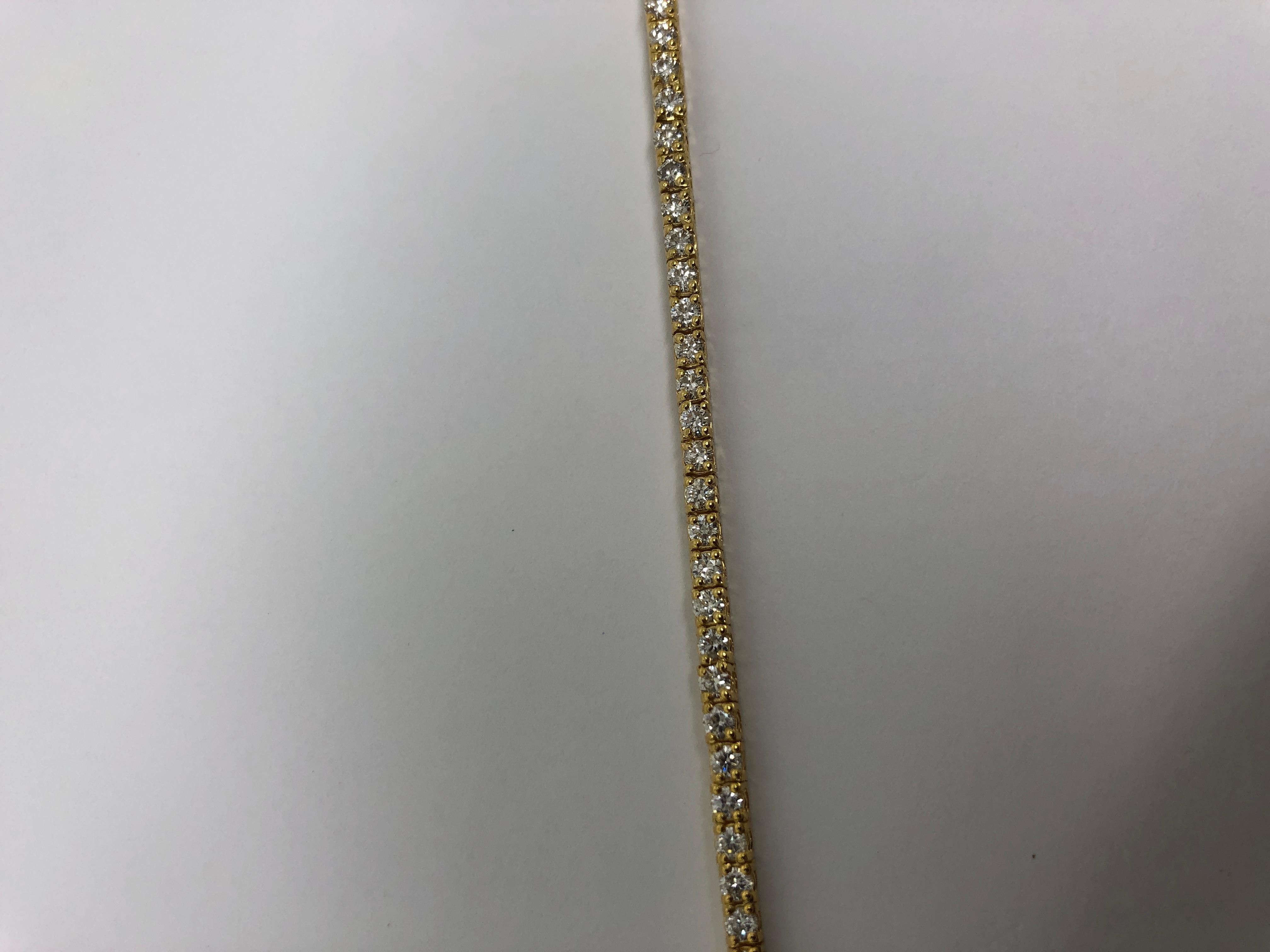 14K Yellow Gold 3.00ctw Round Cut Natural Diamond Tennis Bracelet In New Condition For Sale In New York, NY