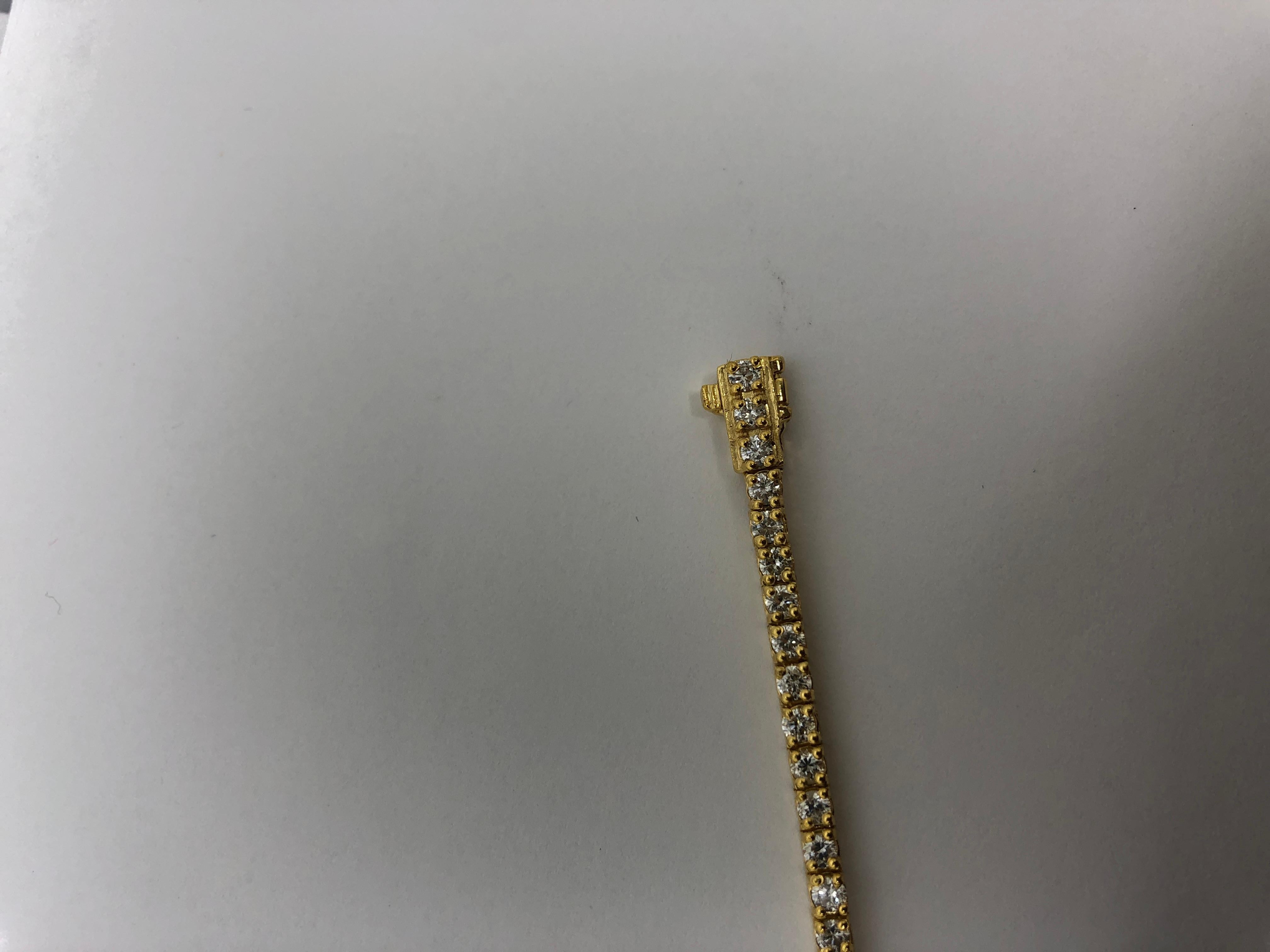 Women's or Men's 14K Yellow Gold 3.00ctw Round Cut Natural Diamond Tennis Bracelet For Sale