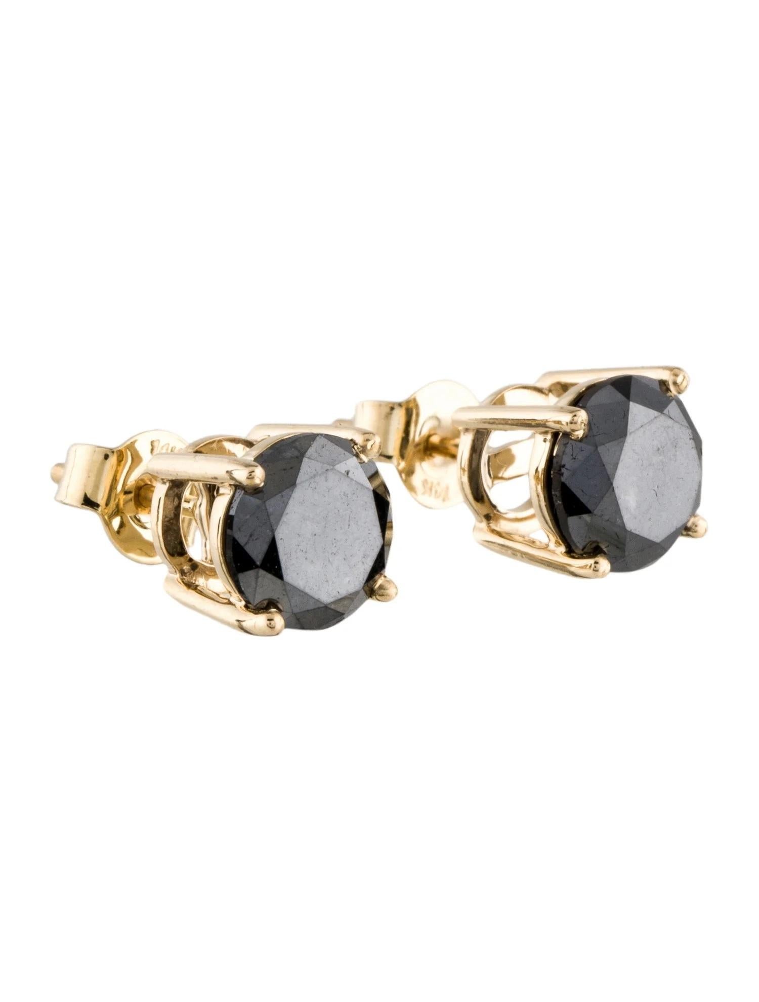 Artiste Clous d'oreilles en or jaune 14 carats avec diamants noirs de 3,01 carats en vente