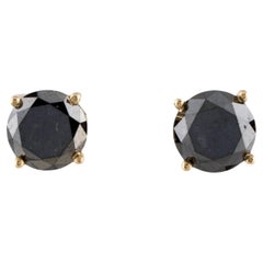 14K Yellow Gold 3.01ctw Black Diamond Stud Earrings