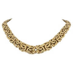 14k Yellow Gold 30.2g Ladies Graduated Byzantine Link Necklace Turkey 17"
