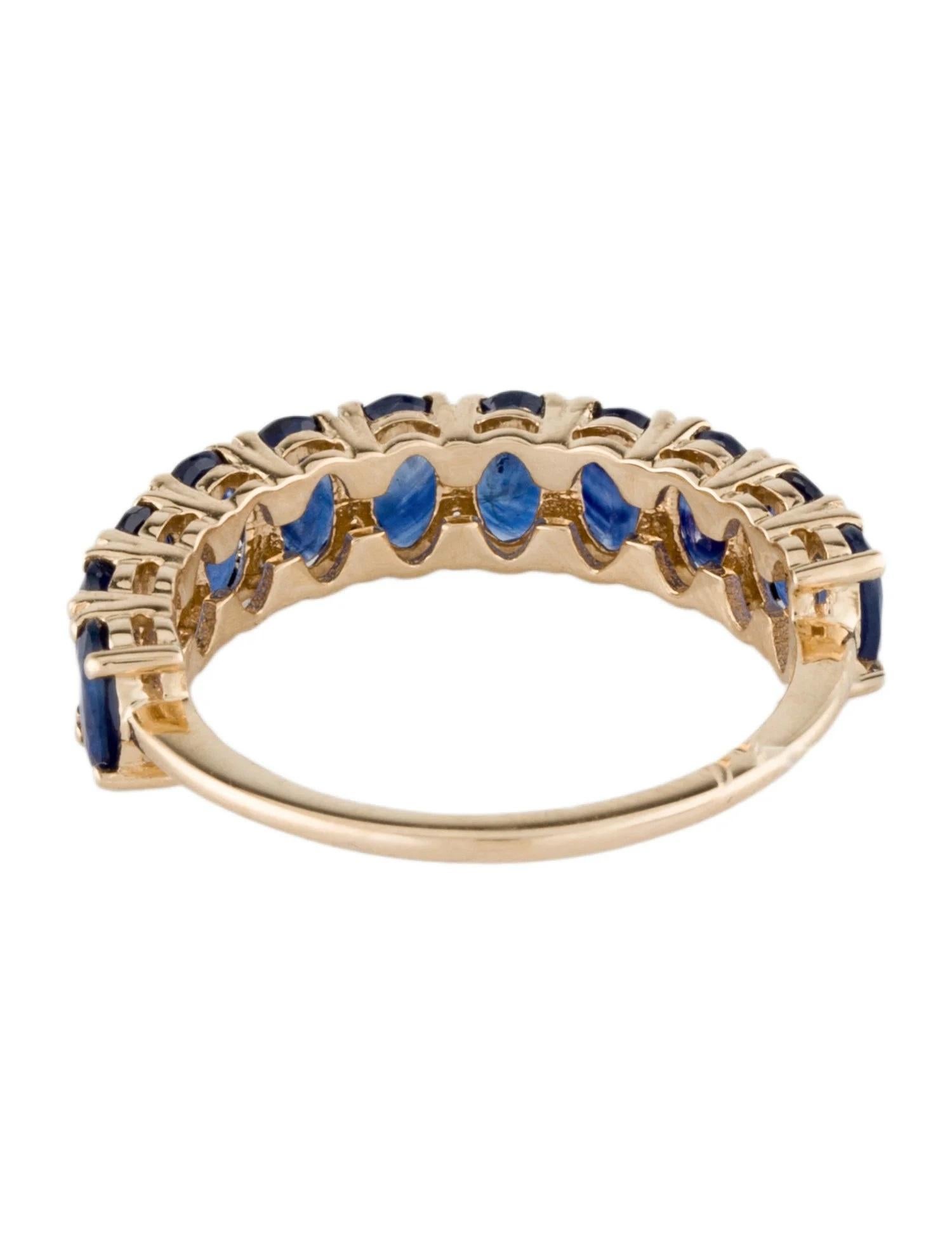 Oval Cut 14K Yellow Gold 3.04 Carat Total Weight Oval Sapphire Band Ring Featuring 11 Fac For Sale