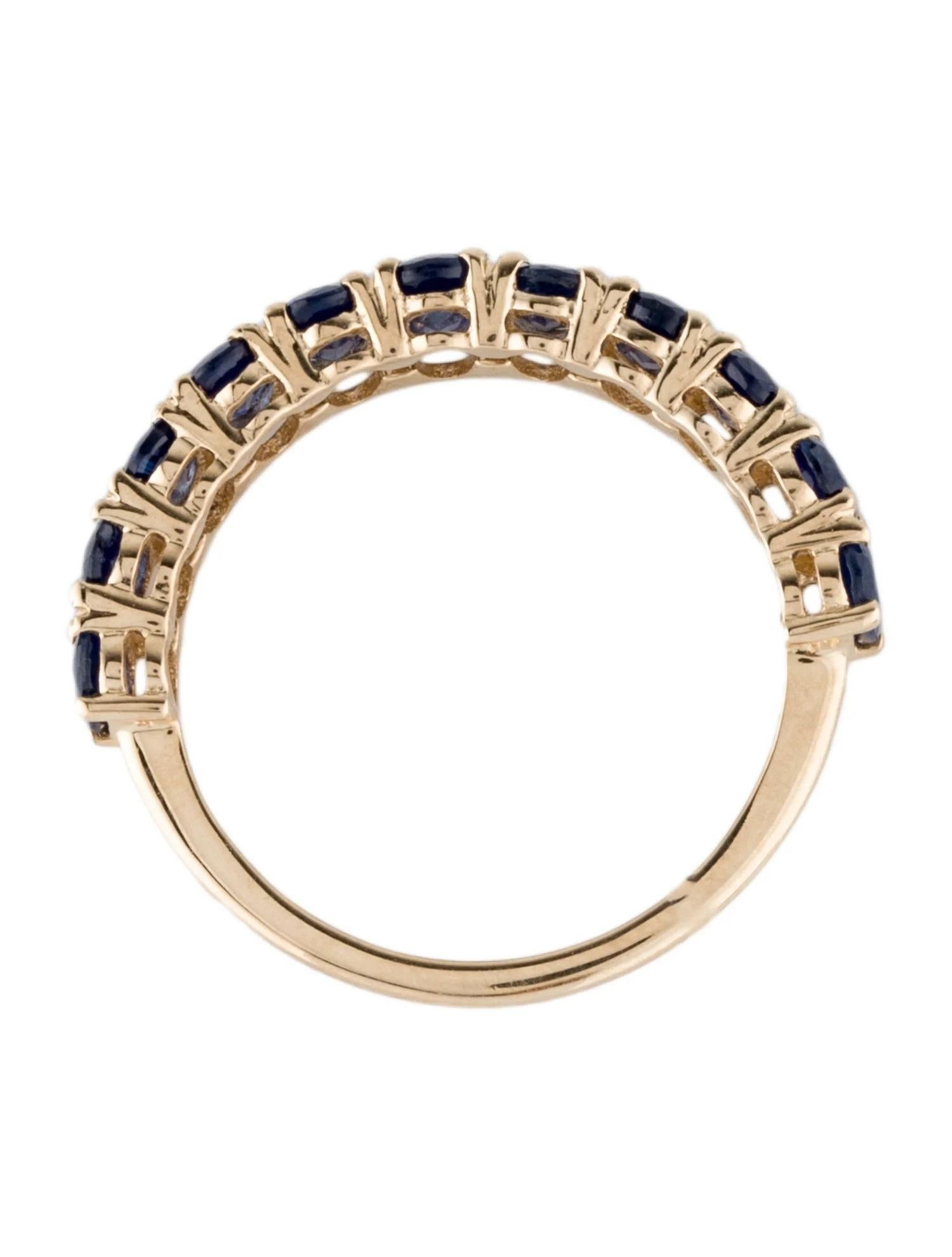 14K Yellow Gold 3.04 Carat Total Weight Oval Sapphire Band Ring Featuring 11 Fac In New Condition For Sale In Holtsville, NY