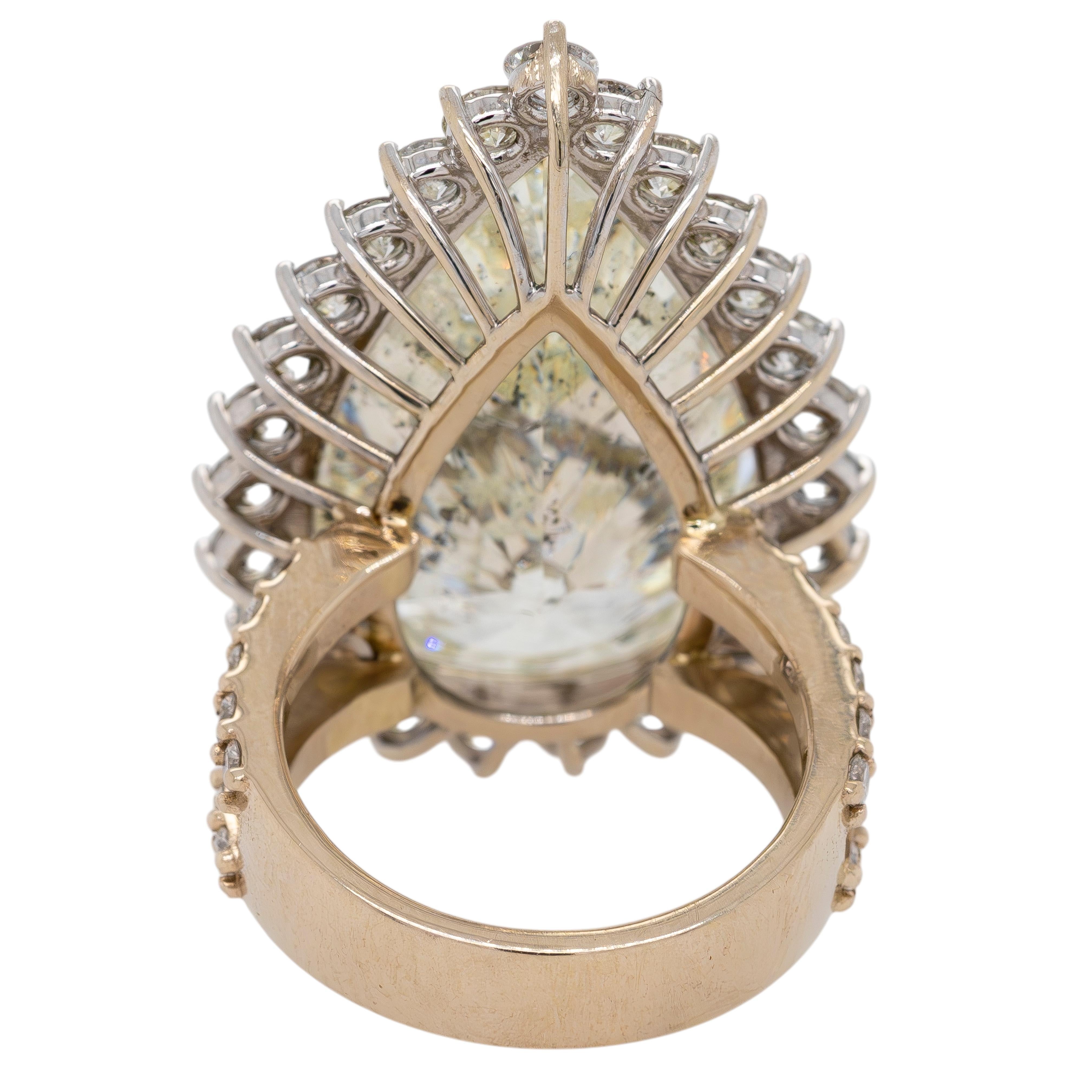 14K Yellow Gold 30.55ctw Natural Mixed-Cut Diamond Statement Ring In New Condition In Boca Raton, FL