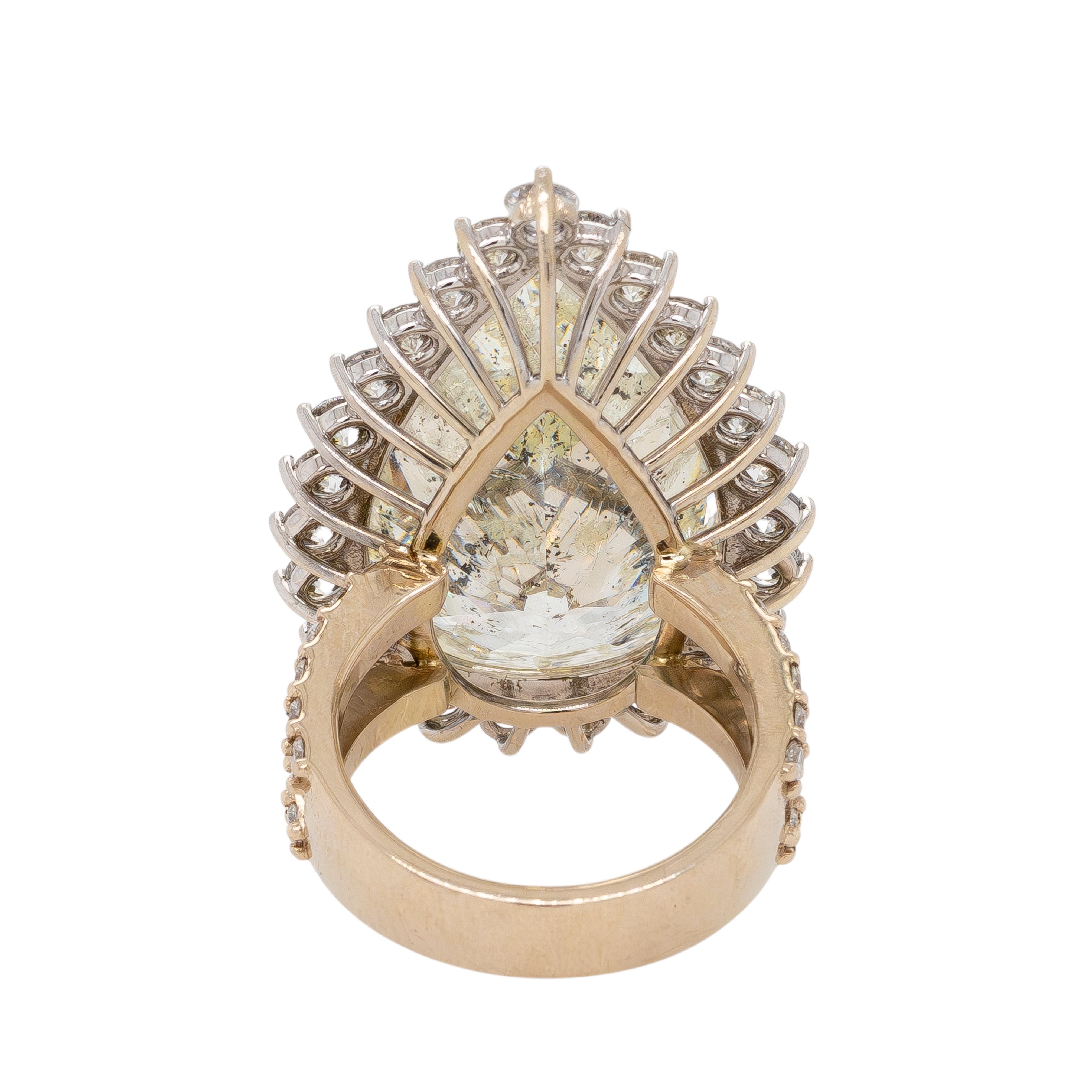 14K Yellow Gold 30.55ctw Natural Mixed-Cut Diamond Statement Ring 2