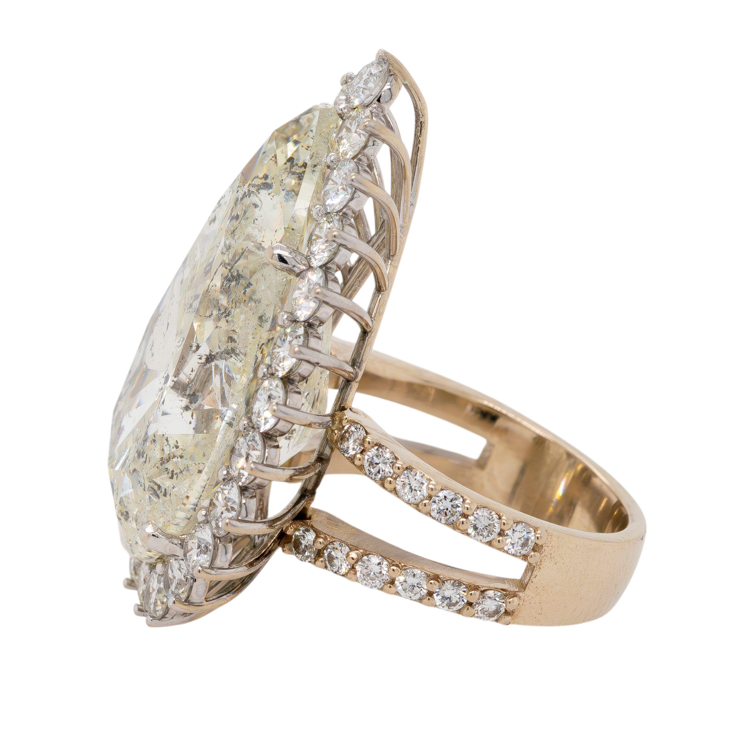 14K Yellow Gold 30.55ctw Natural Mixed-Cut Diamond Statement Ring 1