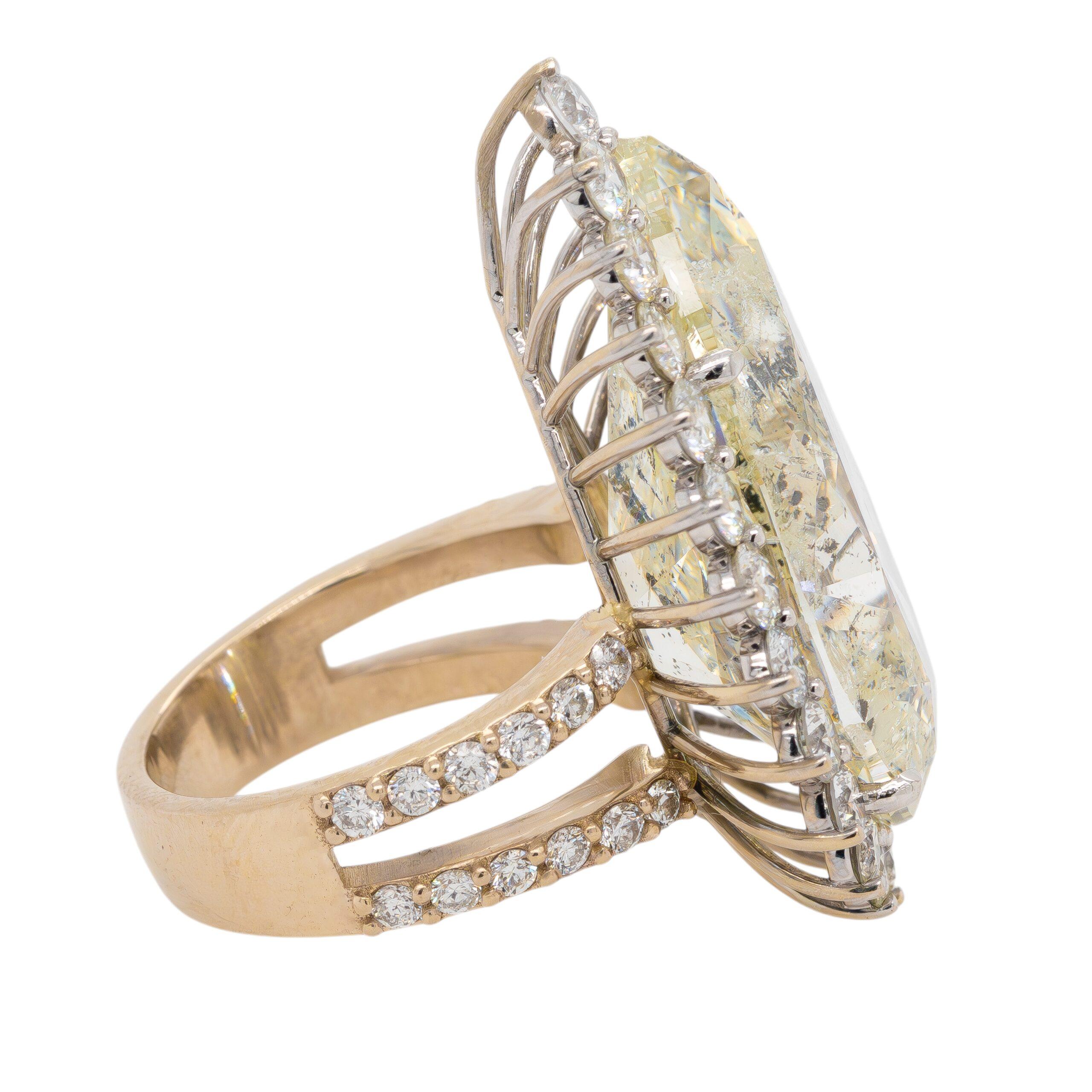 14K Yellow Gold 30.55ctw Natural Mixed-Cut Diamond Statement Ring 3