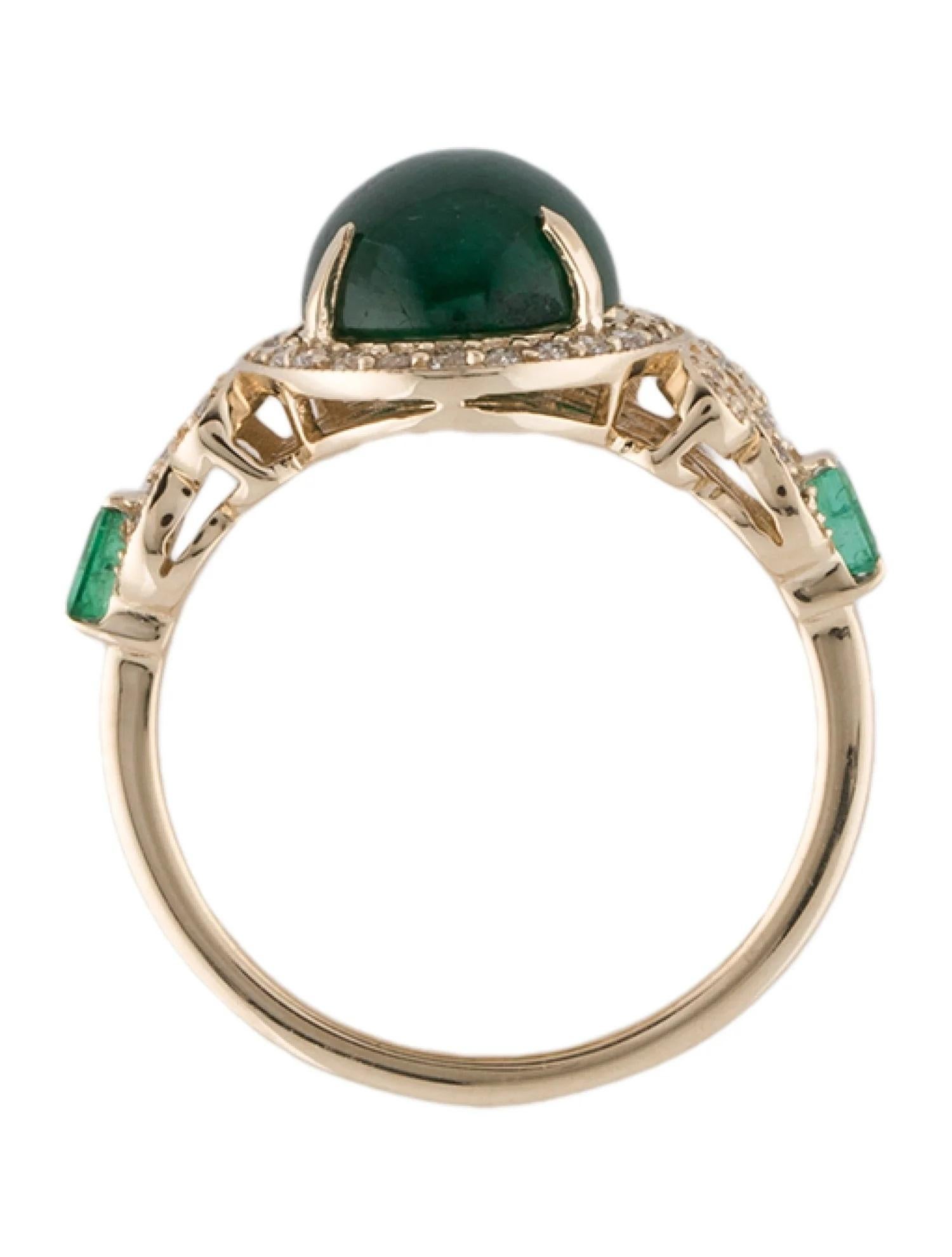 14K Gelbgold 3,05 Karat Smaragd & Diamant Cocktail-Ring Größe 7, rechteckiger Stufen im Zustand „Neu“ im Angebot in Holtsville, NY