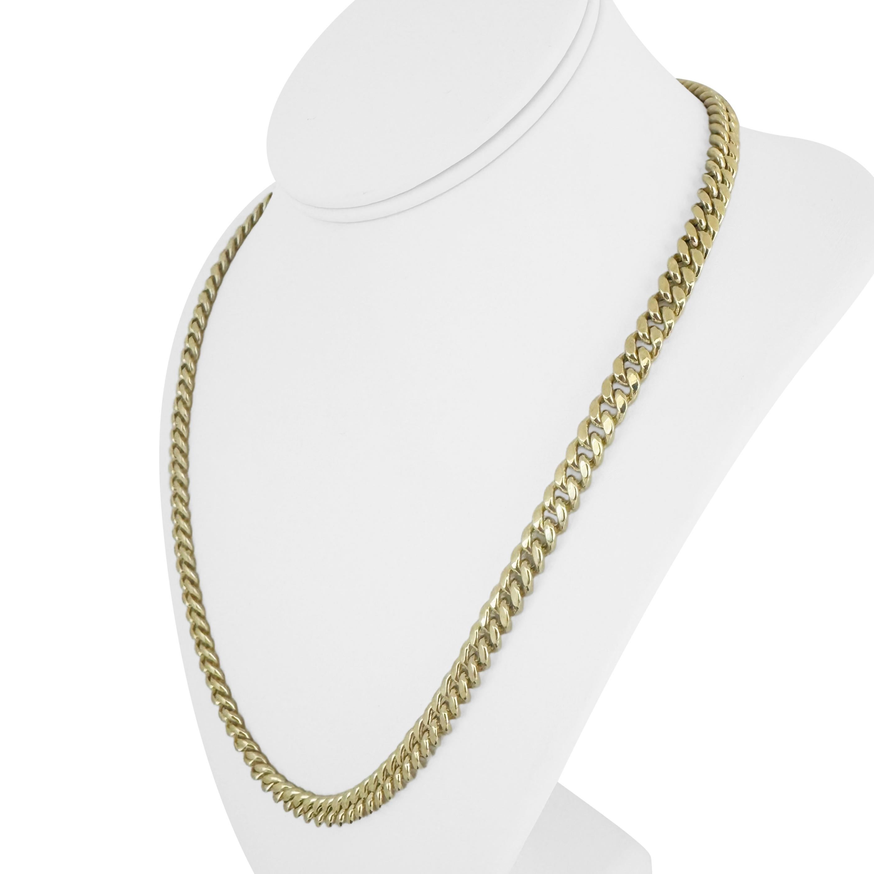 14k Gelbgold 30.6g Halb massive 7mm polierte kubanische Gliederkette Halskette 22
