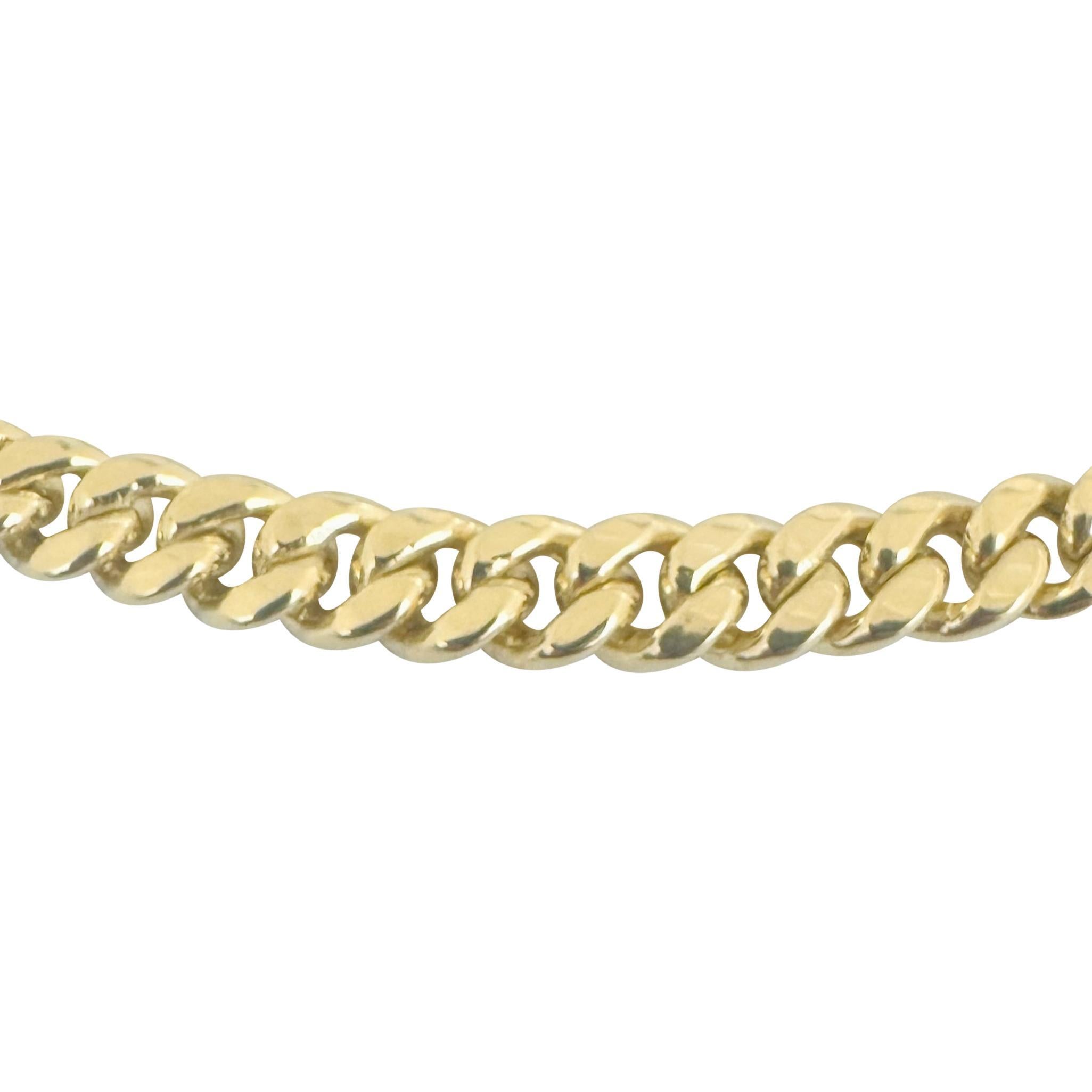 14k Gelbgold 30.6g Halb massive 7mm polierte kubanische Gliederkette Halskette 22