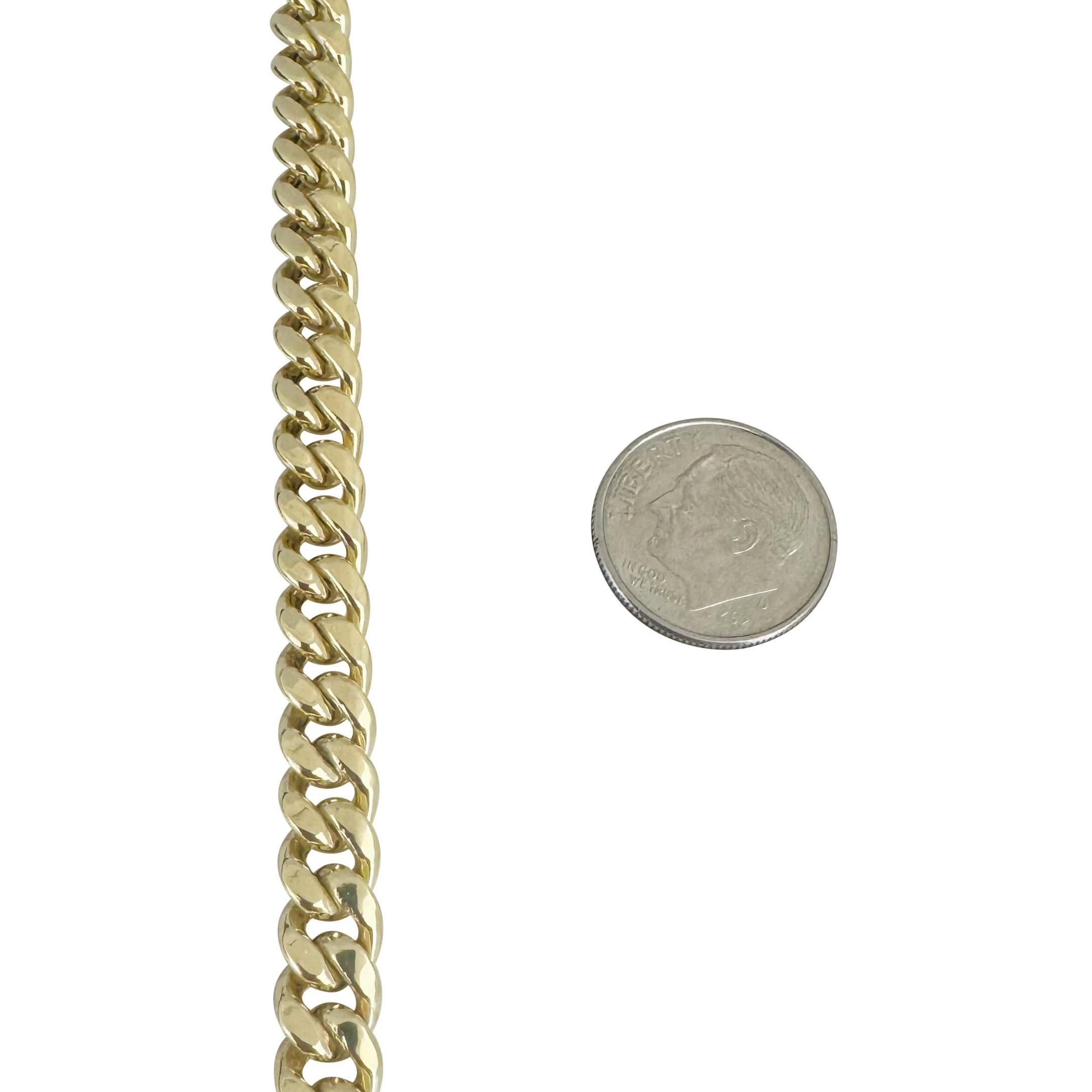 14k Gelbgold 30.6g Halb massive 7mm polierte kubanische Gliederkette Halskette 22
